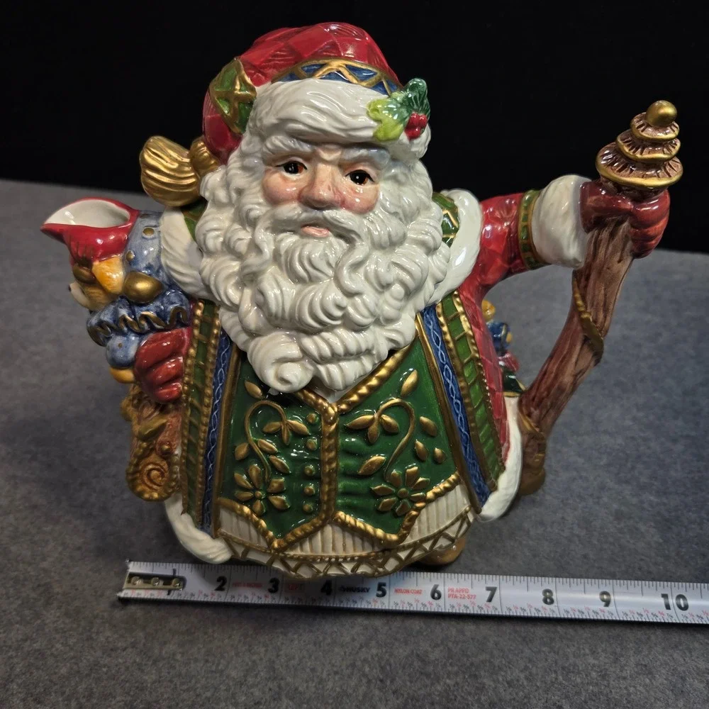 Vintage Fitz and Floyd Classics Santa Teapot Handcrafted‎ Christmas Decor & Box